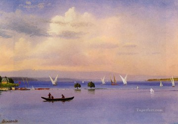 Albert Bierstadt En el paisaje marino del lago Pinturas al óleo